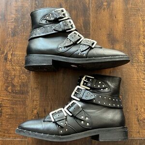 Topshop Black Studded Ankle Boots